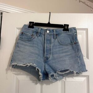 Levi's Light Blue Distressed Jean Shorts